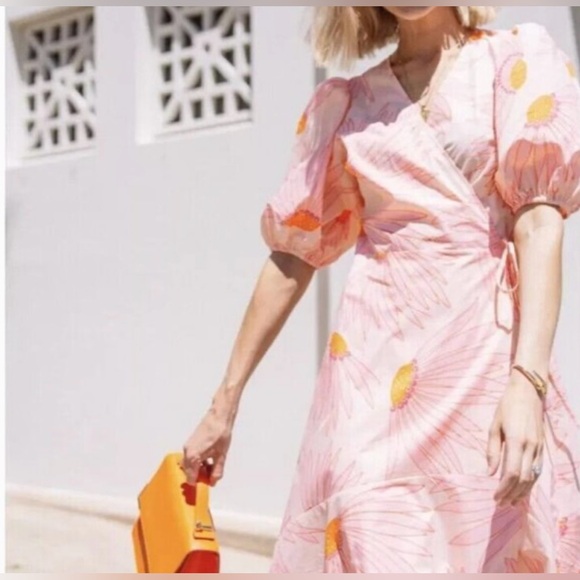 Kate Spade-Falling Flowers 100% cotton midi wrap dress.Foral print.Size 16 - Picture 4 of 12